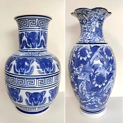 Modra in bela porcelanasta vaza Modra in bela porcelanasta vaza